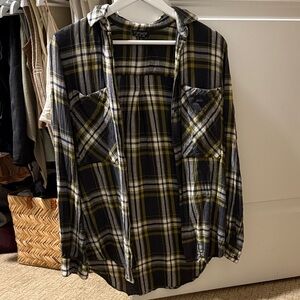 Topshop Black and Yellow Plaid Shirt